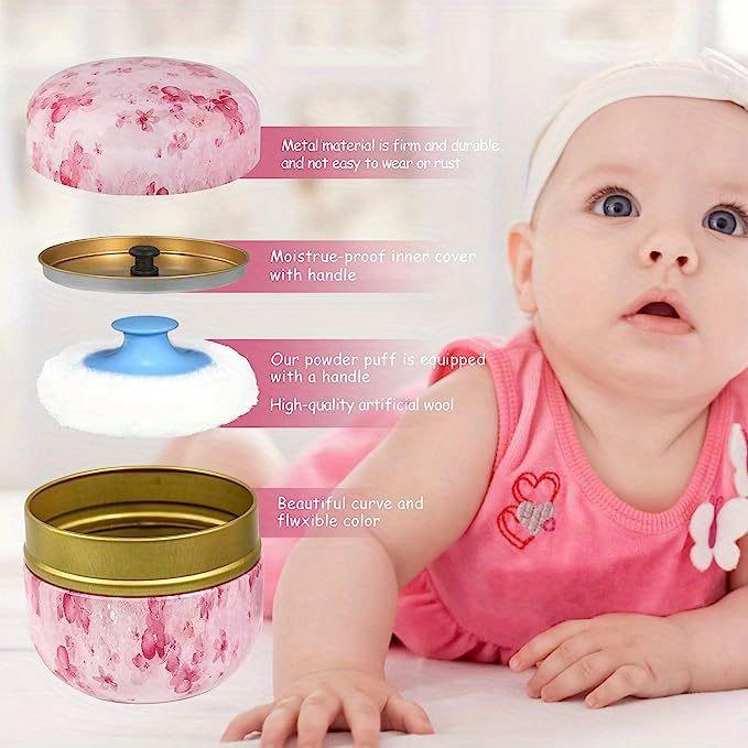 Puf și recipient portabil pentru pudră de bebeluși: Esențial de călătorie pentru pudră de curățat (Blendere și Bureți, Frumusețe și Îngrijire Personală)