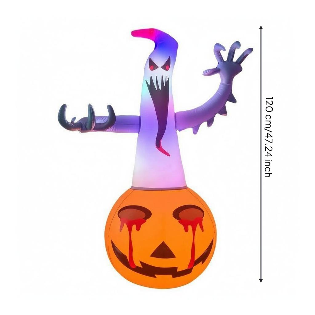 Inflatable Pumpkin Ghost with Integrated Bright & Convenient to Store for Porch