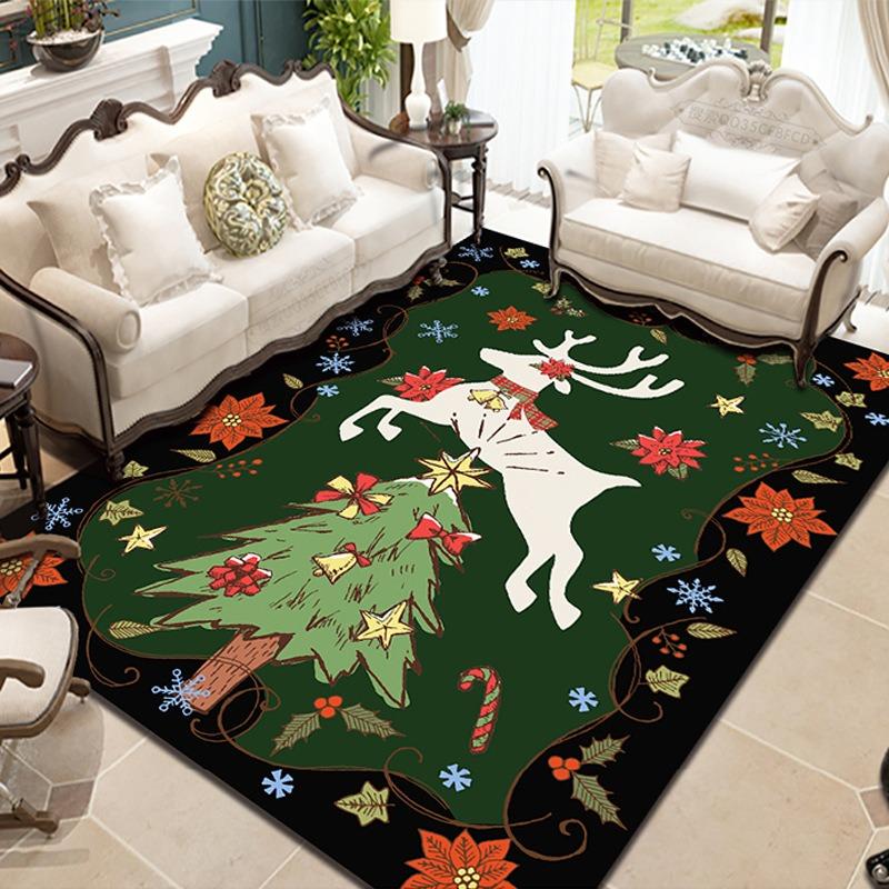 Frohe Weihnachten Bereichsteppich Weihnachts-Teppich für Wohnzimmer Rote Geometrie Streifen Wohnzimmerteppiche Winter Rutschfest Waschbare Bodenmatte