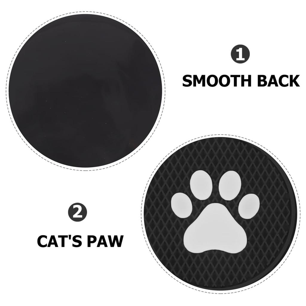 LEDMOMO Car Coasters, Set of 4, PVC Non-Slip Cup Holder Coasters, Easy To Clean, Black, 7.0cm, for Car Interior