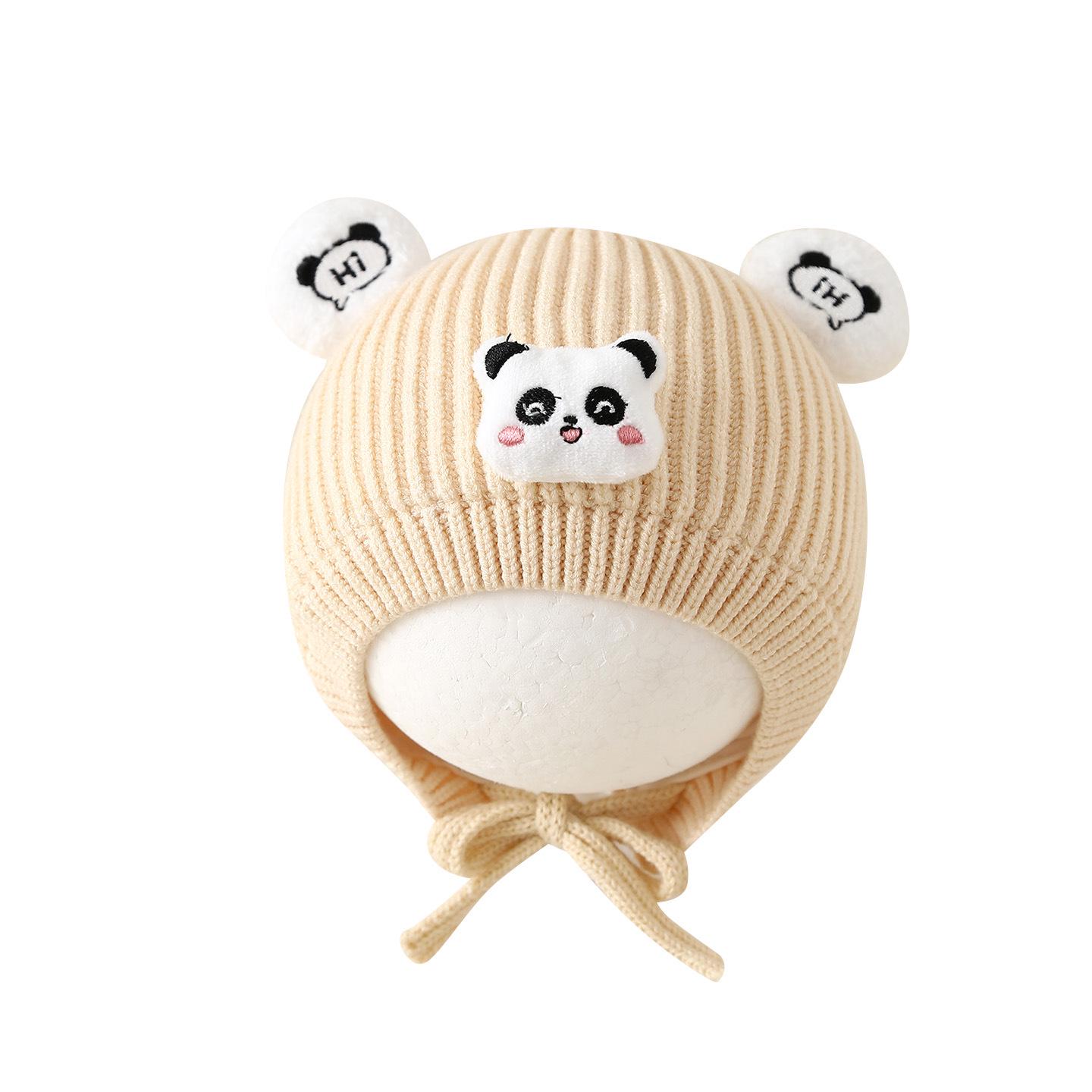 Little Panda Wool Hat: Children s Winter Knitted Cap with Ear Protection for Boys and Girls Gray Panda Ear Protection