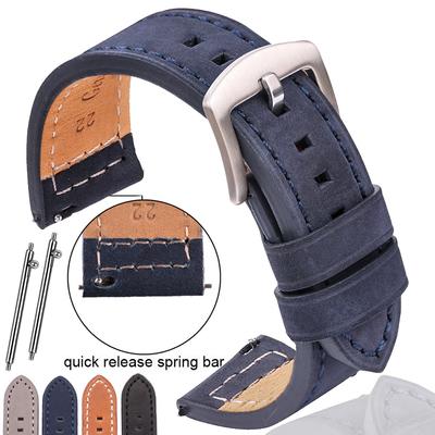 Watchband Genuine Leather Watchbands Bracelet Black Blue Gray Brown Cowhide Watch Strap For Galaxy Wrist Band Women Men 18 20mm 22mm 24mm