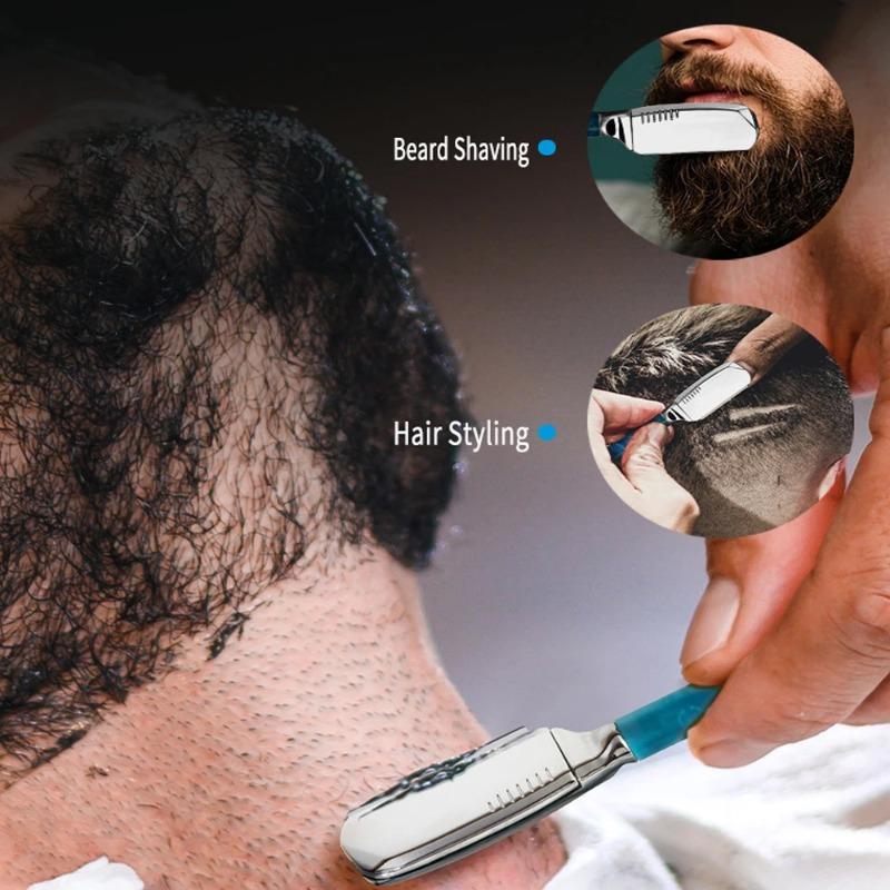 1Pc New Pro Resin Wood Handle Barber Straight Razor For Men Stainless Steel Hair Removal Tools Beard Shaving Safety Knife Holder
