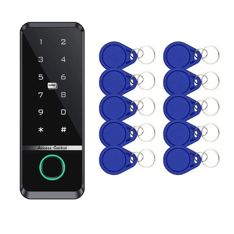 A25F-RFID Keypad Tuya Smart Door Lock Fingerprint Access Control Electronic Gate Opener Home Security System 10PCS Card Included