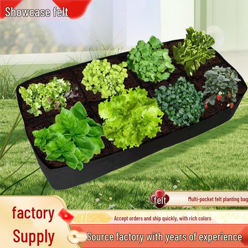 Multi-Pocket Rectangular Felt Planting Bag for Vegetables and Flowers