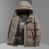 Mens Thickened Hooded Down Jacket Winter Short Warm Coat Adults 85-90% White Duck 550 Fill Power