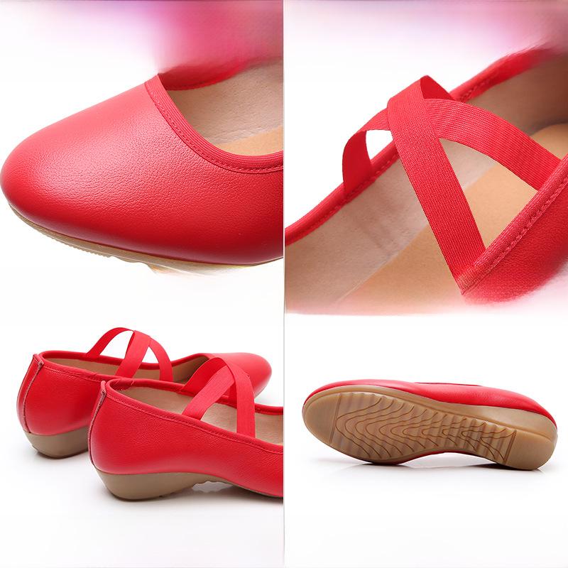 Women's Soft Leather Ballroom Dance Shoes - Low Heel, Flat Heel, Cowhide Sole