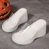 Fashion Comemore Retro Women's Thick Bottom Slippers Summer Shoes for Women Casual Outside Wear PVC Transparent Black Wedges Sandals