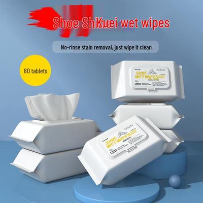 80-Pack Shoe Cleaning Wipes - Instant Stain Removal, Degreasing, and Brightening for White Sports Shoes.