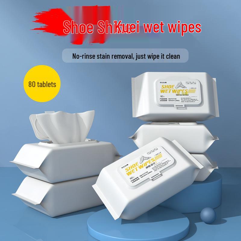 80-Pack Shoe Cleaning Wipes - Instant Stain Removal, Degreasing, and Brightening for White Sports Shoes.