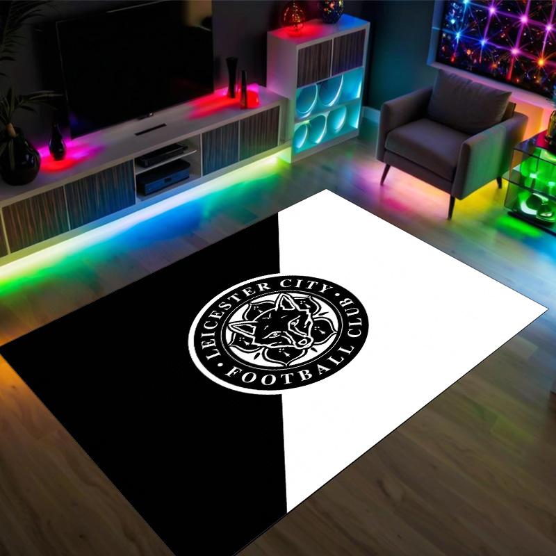 Leicester City Football Design Crystal Velvet Carpet Cozy Non?Slip Printed Rug For Bedroom Living Room Entrance