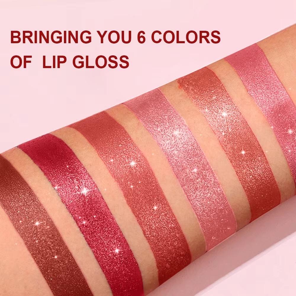 Nude Pink Luxurious Metallic Glitter Lipstick Long-Lasting Waterproof Non-Fade Shimmery Pearl Sparkling Brown Lip Gloss Makeup