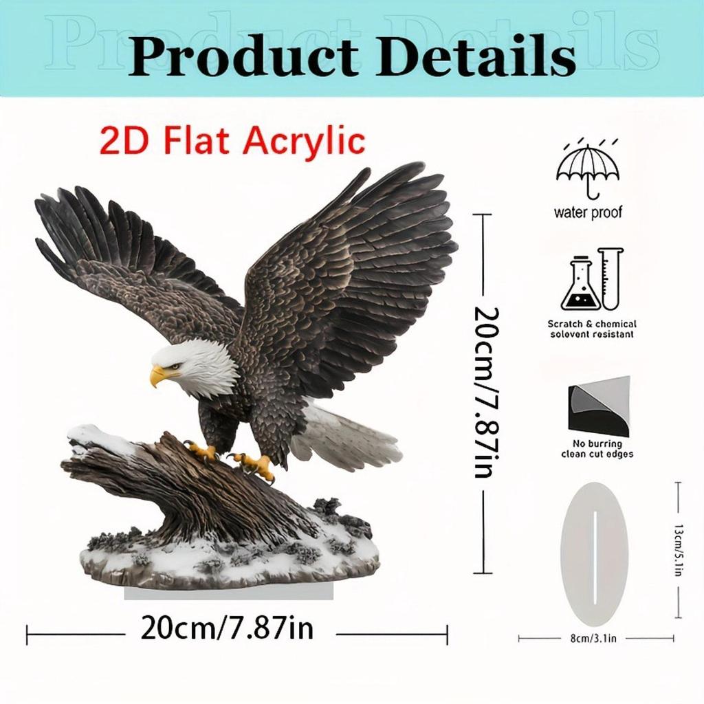 Acrylic Eagle Ornament Creative Easy Installation Attractive Party Supply Ideal Gift with Base for Display Shelf Holiday Corner