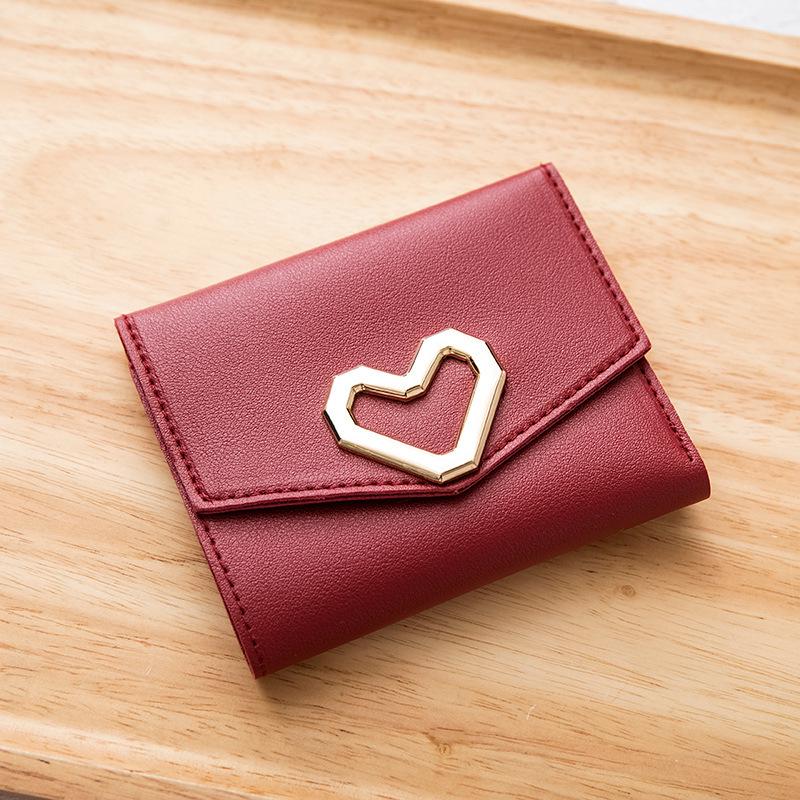 

Korean Style 2026 Women s Heart-Shaped Tri-Fold Short Wallet and Coin Purse червоний