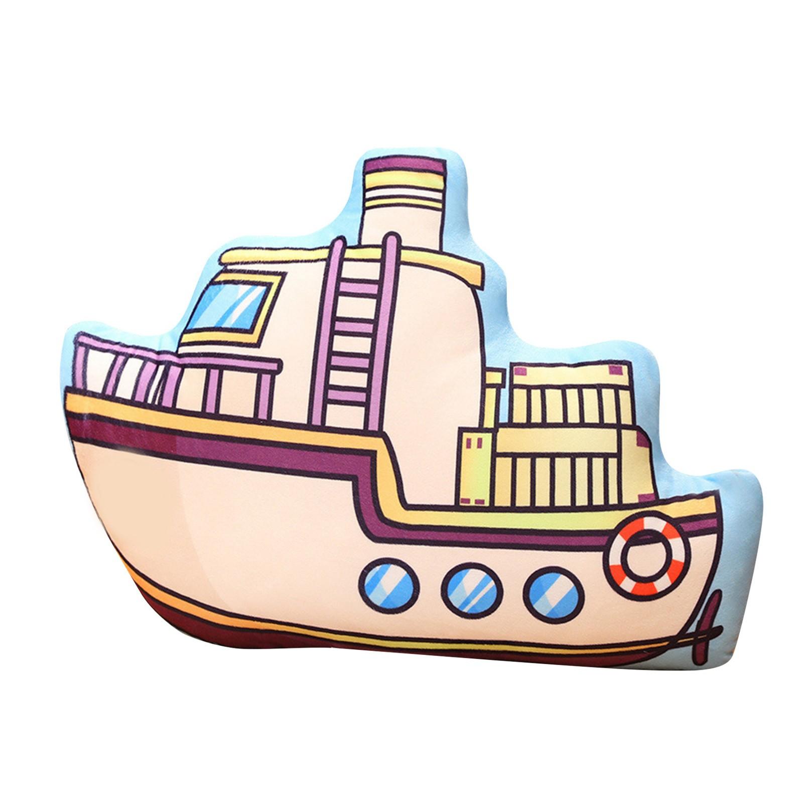 

Подушка с изображением мультяшной машины, креативная двухсторонняя плюшевая игрушка с изображением транспорта, подушка для раннего развития в детской комнате One Size