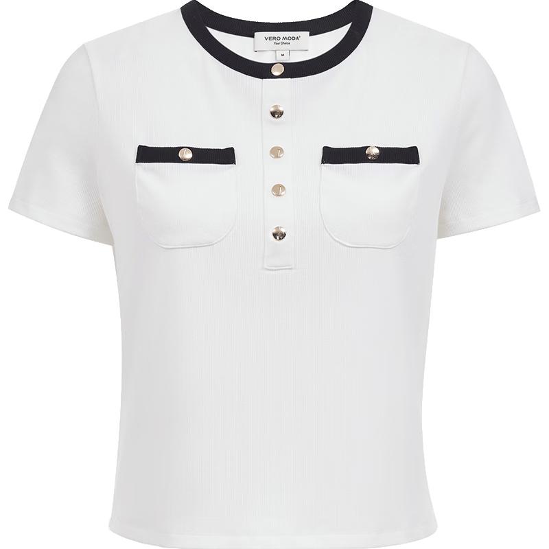 VERO MODA Women s Contrast Pocket Short Sleeve T-Shirt L грязно-белый