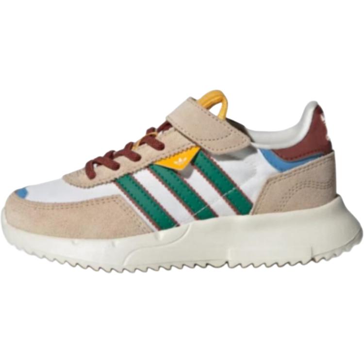 Adidas Originals Retropy F2 CF EL Trendy Sports Non-Slip Wear-Resistant Low-Top Casual Shoes Kids sneaker White Green Light-Brown JR7989
