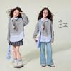 Girls' Fake Two-Piece Collared Sweatshirt