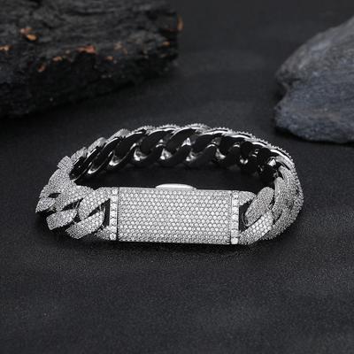 11MM Full Zircon Beveled Cuban Chain Necklace Hip-hop Style Zircon Necklace Bracelet 1111 Summer Trend Single Item