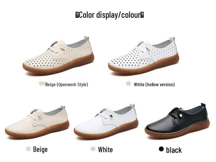 Women's Genuine Leather Slip-On Shoes - Autumn Soft Sole, Non-slip, Casual White Flats