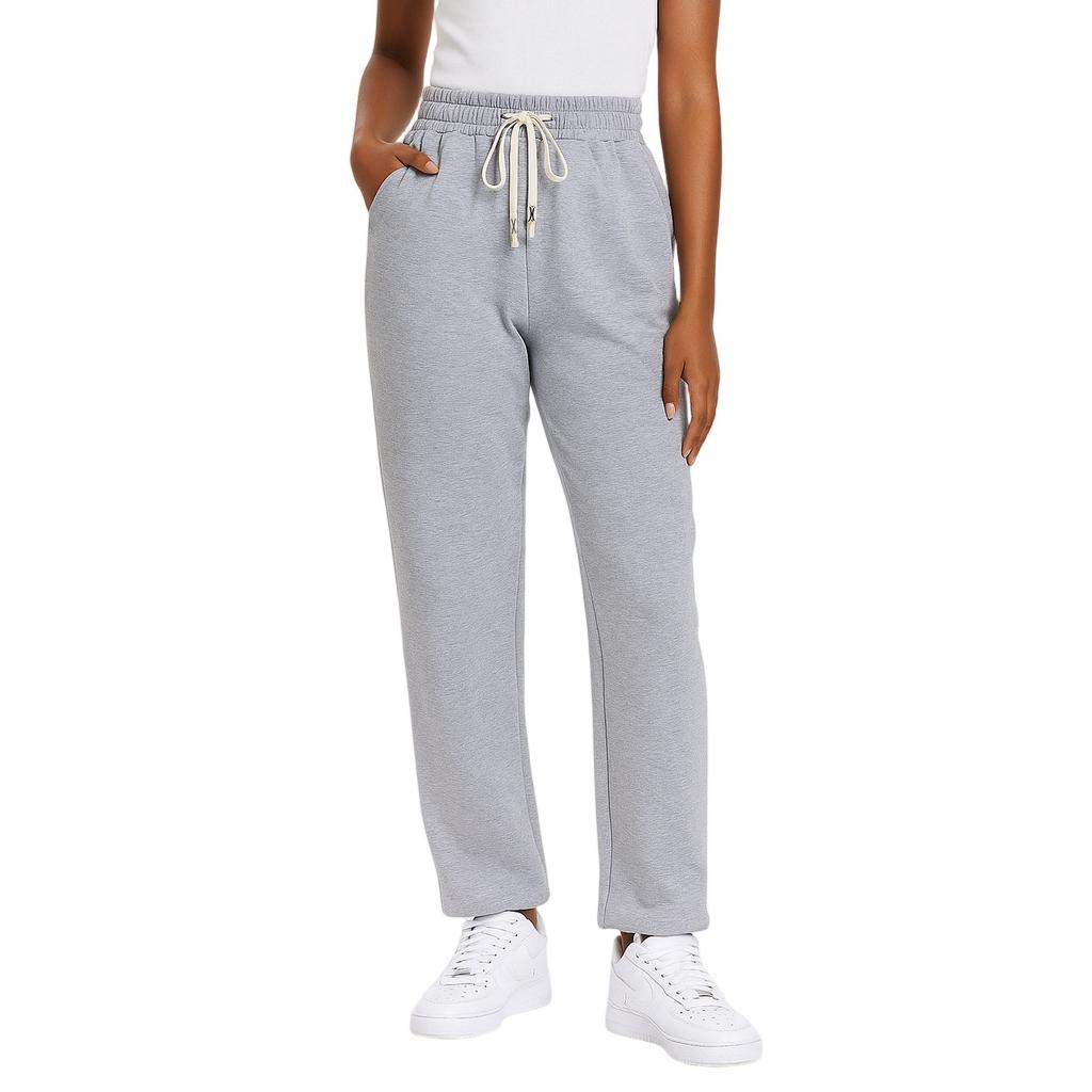 Ladies' Fashionable Solid Color Straight Leg Pants With High Waist And Elastic Waist Casual Pants