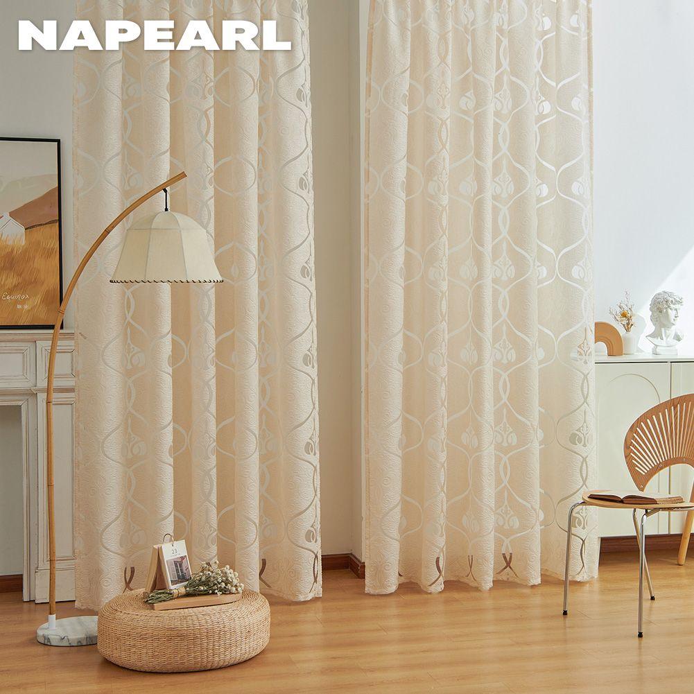 1 PZ NAPEARL Tenda Trasparente Per Finestra Jacquard Design Europeo Fiori Tulle Tenda Per Soggiorno Per La Decorazione Domestica