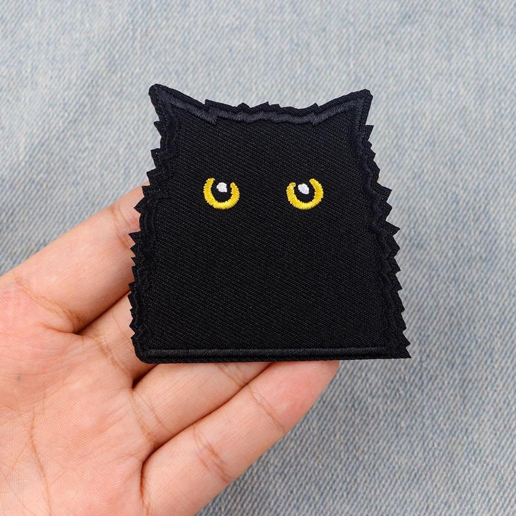 1Pcs Black Cat Embroidered Patches Applique Clothing Patch Decoration