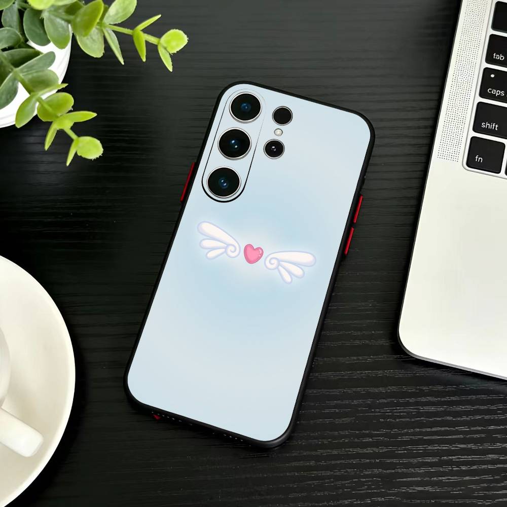 

Fashion Cute ins Korean Angel Wings Phone Case For Samsung S26,S25,S24,S23,S22,S30,S21,Ultra,Plus,FE 5G Black Soft Cover Samsung S20fe