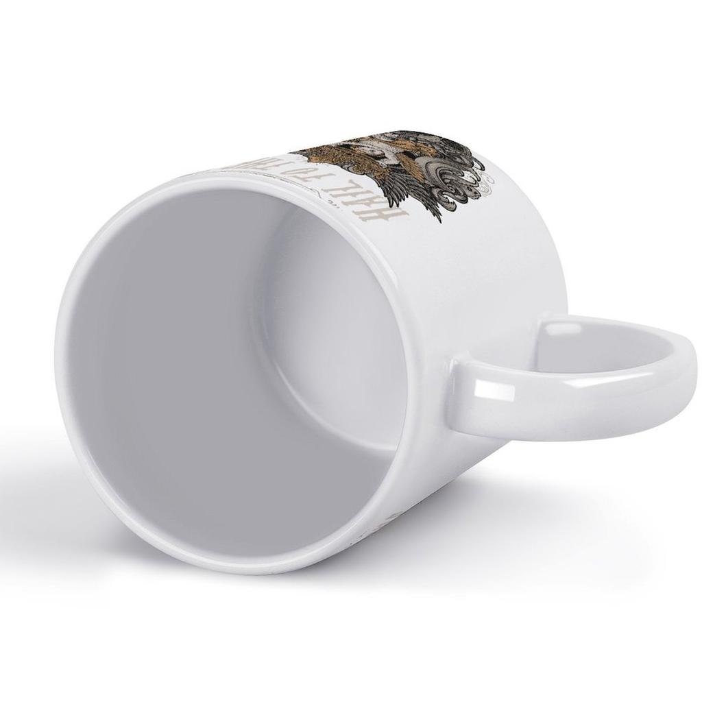 11oz Weiße Keramiktasse mit Glattem Henkel und Beidseitig Bedrucktem Design, Perfekt für die Küchen- und Arbeitsgetränkeroutine