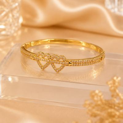 Romantic Double-heart Zircon Bracelet, Valentine's Day Gift for Girlfriend, Confession Gift, Anniversary Versatile Bracelet