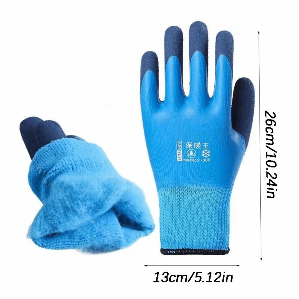 Waterproof Work Safety Gloves Wear-Resistant Thickened Thermal Gloves Rubber Anti-Slip Grip Full Finger Gloves Worker Builder