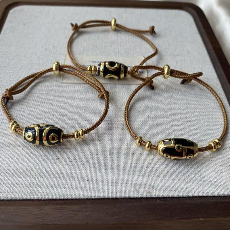 Nine Eyes Dzi Bead Series Bracelet Premium Light Luxury Enamel Men'S And Women'S Adjustable Hand Rope