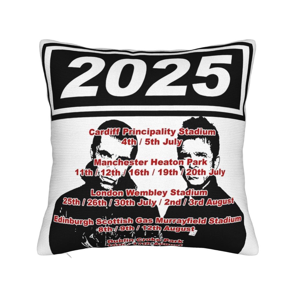 O-Oasis live'25 live band tour Printed Pillowcase Cushion Cover Throw Pillow Cover Warm Home Decorations Square Multi Size