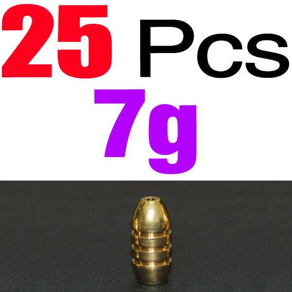 MNFT 25pcs/pack 1.8/3.5/5/7/10g Weight Bullet Shape Copper Sinker Rig Fishing Tackle Accessories BRASS BULLET SINKERS
