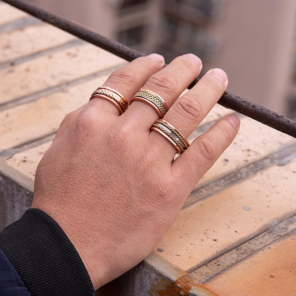 Magnetische reine Kupferringe Damen 6mm Vintage Offener Manschettenring Verstellbarer Ring Herren Magnet Hochzeitsringe Energie Fingerring für Damen Herren