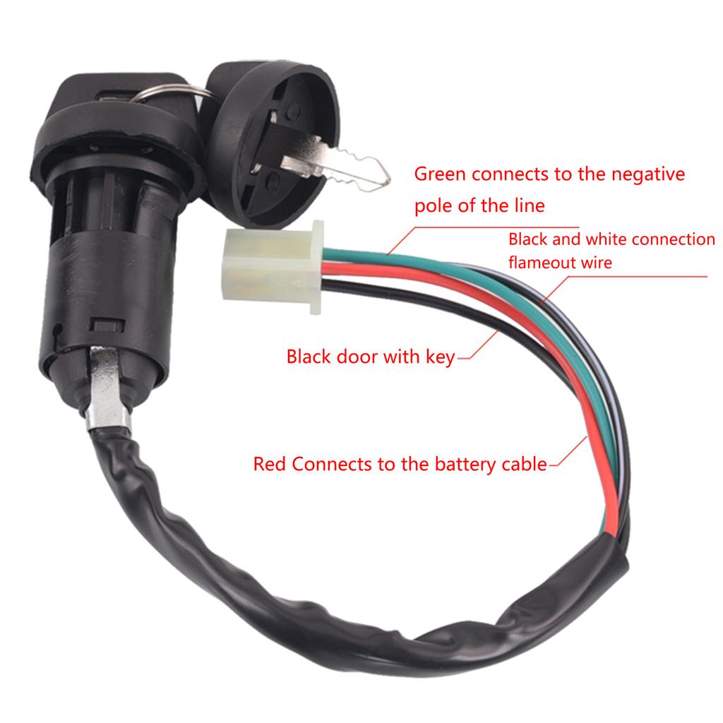 4 Wires Universal 2 Ignition Keys Start Switch Door Lock Key Motorcycle Accessories for ATV Go Kart Scrambling Motorbike