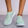 Fashion Women's Slip-On Crystal Sneakers 2025 Breathable Mesh Plus Size 35-43 Casual Flats Women Comfort Soft Sole Running Walking Shoes