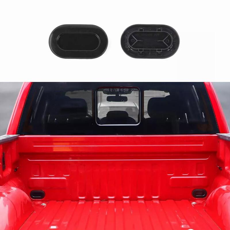 Black 2pcs Rear Truck Bed Oval Drain Plug Cover Fit For Ford F150 2015+ Exterior