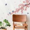 Watercolor Cherry Blossom Branches and Magpie-themed Wall Stickers for Home Decoration In Living Room