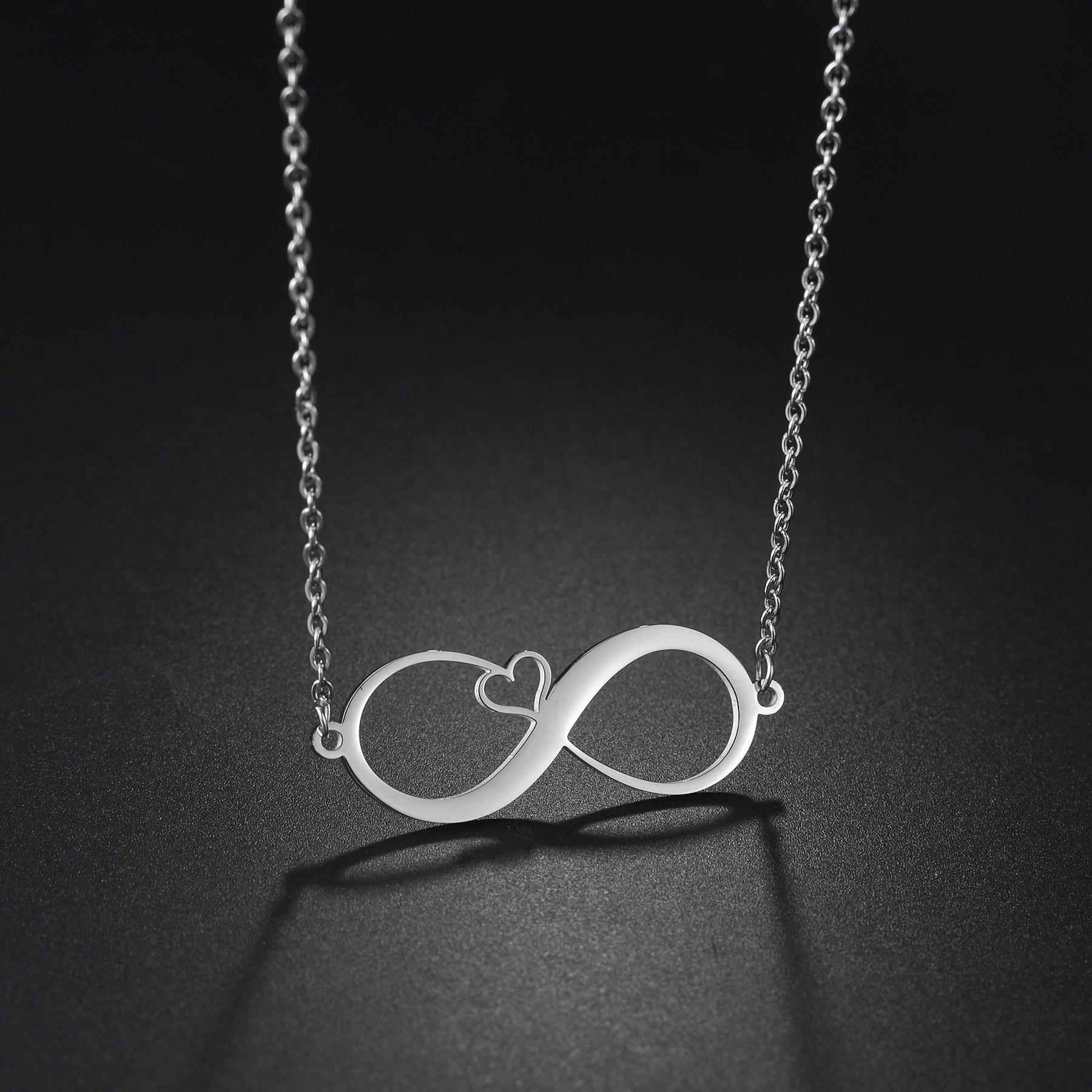 

Atoztide Personalized Infinity Heart Engrave Name Date Necklace Stainless Steel for Women Link Chain Pendant Jewelry Gift No engrave
