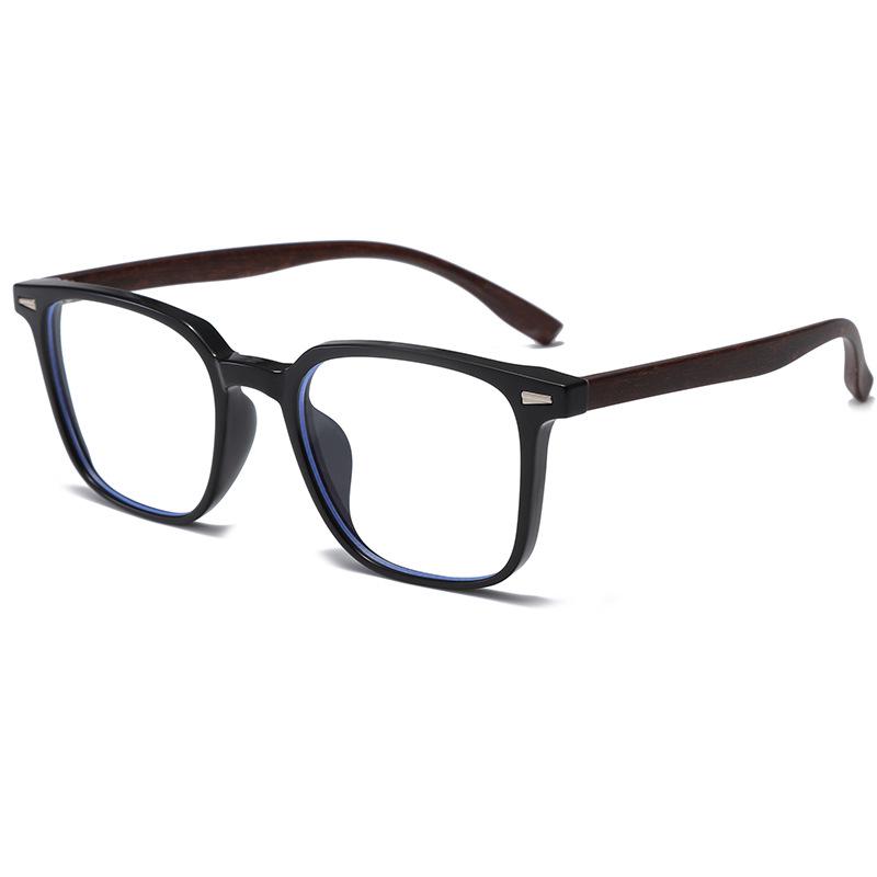 Literary Retro Wood Grain Large Frame Glasses, Anti-Radiation & Blue Light, TR Ultralight, Trendy Unisex High-End M03.