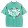 Harajuku Women Cotton Washed T-Shirt Rock Roll Electric Guitar Print Short Sleeve Fashion Loose Tee Shirt O-Neck Clothes