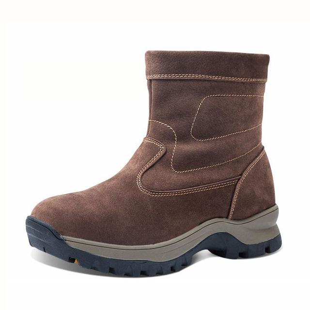 New Fashion Warm Natural Fur Winter Ankle Boots Men Waterproof Genuine Leather Snow Boots Non -Slip Work Boots Men 'S Casual Shoes