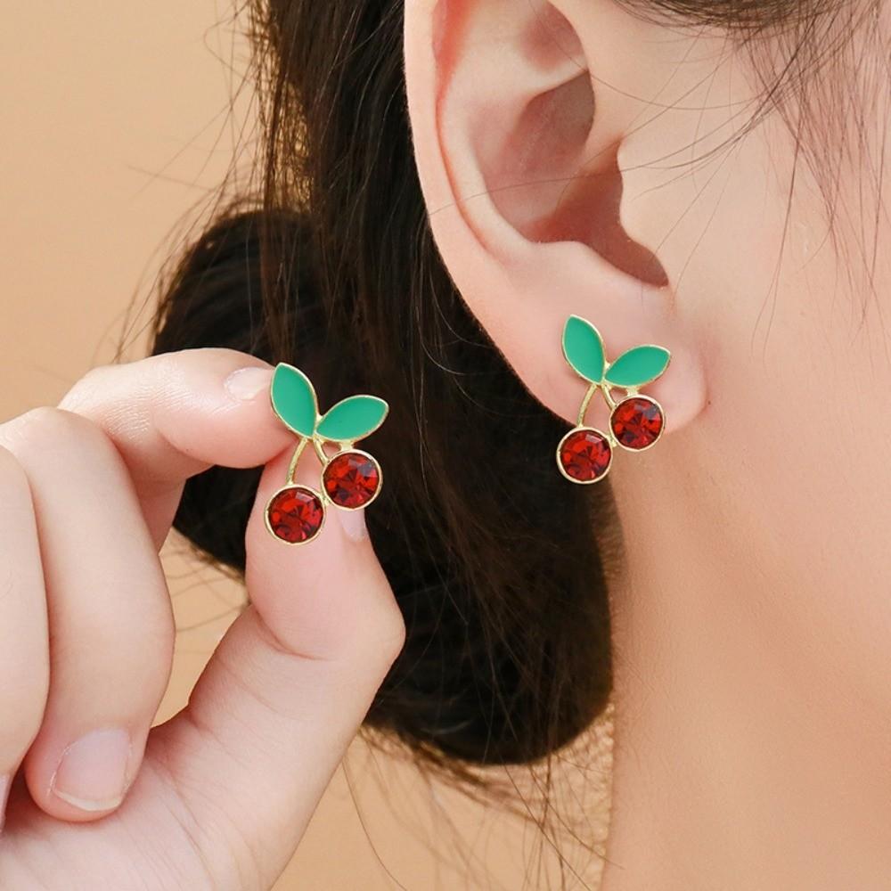 Strawberry Lemon Mini Cherry Earrings Orange Cherry Small Fruits Ear Stud  Jewelry Gift