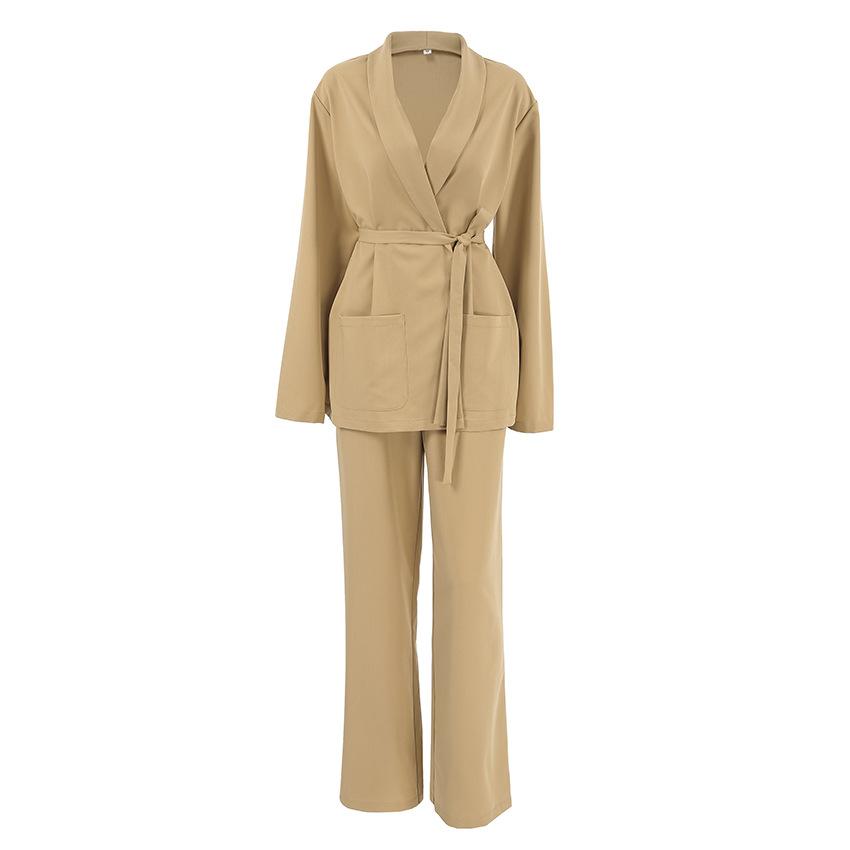 European and American loose design belt lazy style fashion casual suit 1116 autumn and winter new niche two-piece women