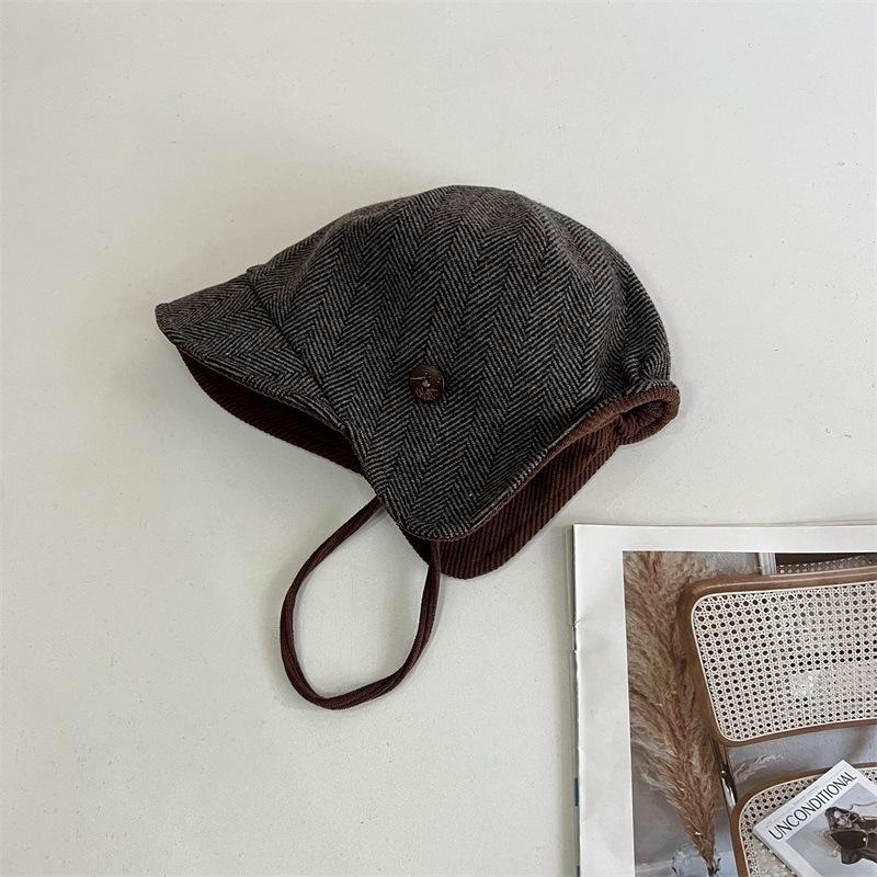 Autumn and Winter New Woolen Men's and Women's Outdoor Corduroy Warm and Cold Ear Protection Hats