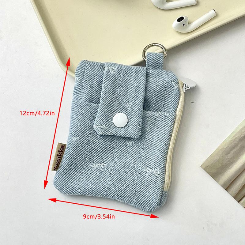 Denim Card Holder Multiple Card Slots ID Card Bank Card Protective Cover Small Coin Purse Wallet Key Organizer