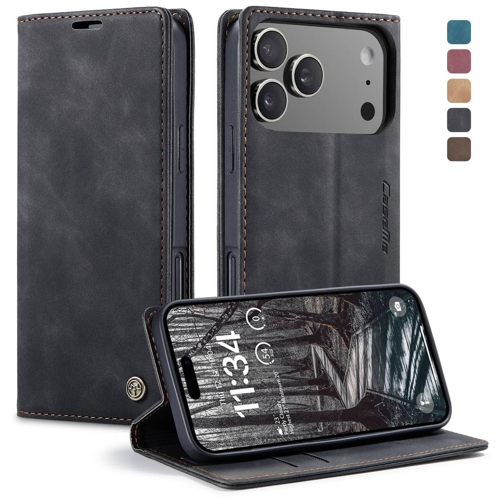 For iPhone 18 Pro Max 18 Pro Flip Wallet Case Luxury Leather Magnetic Folio Book Cover Card Holder Kickstand Shockproof Cover