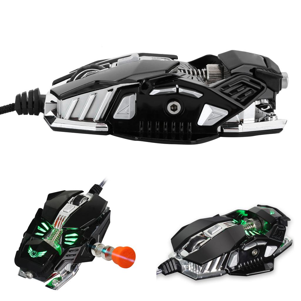 Gaming Mouse Wired USB Mechanical Glowing Crystal Ball Aggravated Computer AccessoriesBlack USB