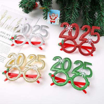 New Year 2025 Glasses Happy New Year Party Photo Booth Prop Christmas Ornaments Kids Navidad Gifts New Year Eve Party Decoration